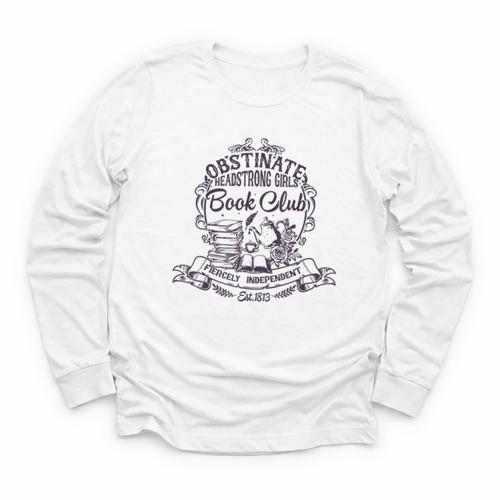Jane Austen Obstinate Headstrong Girls Book Club Youth Long Sleeve Tee - Bookorys