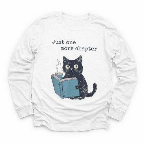 Just One More Chapter Bookworm Cat Book Lover Youth Long Sleeve Tee - Bookorys