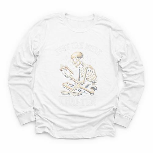 Just One More Chapter Reading Skeleton Book Lover Premium Tri-Blend Youth Long Sleeve Tee - Bookorys DE