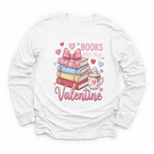 Librarian Books Are My Valentine Teacher Valentines Teach Youth Long Sleeve Tee - Bookorys AU