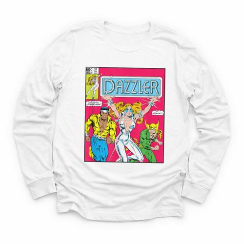 Marvel Universe Classic Dazzler Vintage Comic Book Cover Youth Long Sleeve Tee - Bookorys