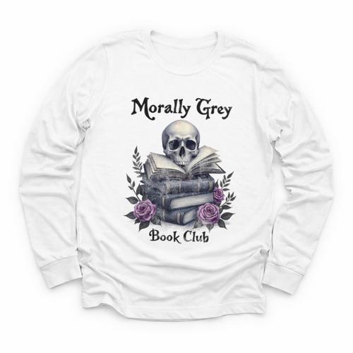 Morally Grey Book Club Gothic Vintage Style Youth Long Sleeve Tee - Bookorys CA