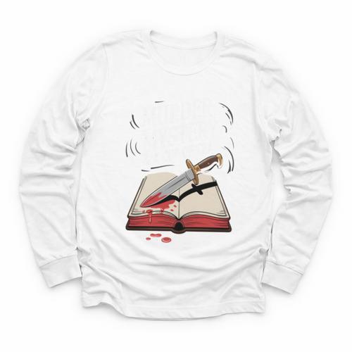 Murder Mystery And a Cup Of Tea Book Humor Youth Long Sleeve Tee - Bookorys CA
