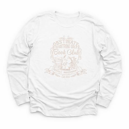 Obstinate Headstrong Girls Book Club Jane Austen Youth Long Sleeve Tee - Bookorys