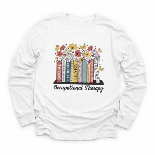 Occupational Therapy Wildflower Book OT Therapist Assistant Youth Long Sleeve Tee - Bookorys AU