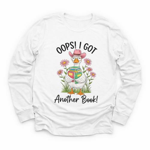 Oops I Got Another Book Cute Goose Librarian Reading Teacher Youth Long Sleeve Tee - Bookorys UK
