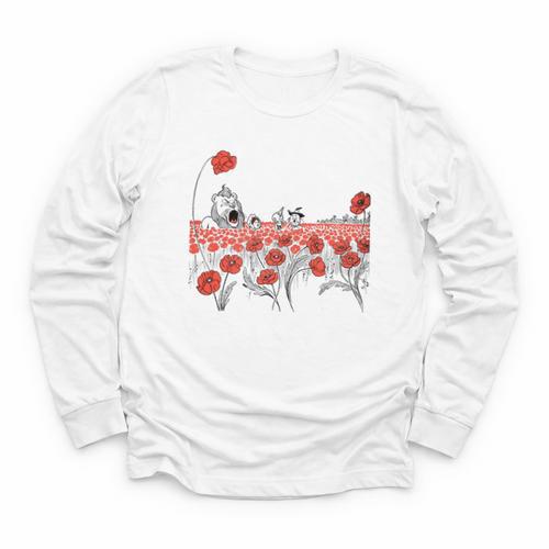 Poppy Field Wizard Of Oz Cowardly Brave Lion Book Youth Long Sleeve Tee - Bookorys