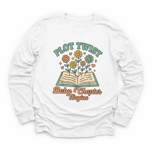 Pregnancy Announcement Book Lover Reveal Pregnant Youth Long Sleeve Tee - Bookorys