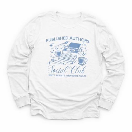 Published Authors Social Club Women Vintage Poet Book Writer Youth Long Sleeve Tee - Bookorys