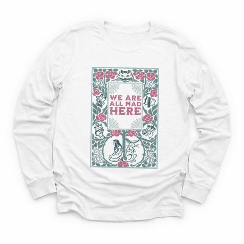 Puddin Threads Cheshire Cat Alice In Wonderland Vintage Book Adults Small Short Sleeve Classic Fit Youth Long Sleeve Tee - Bookorys AU