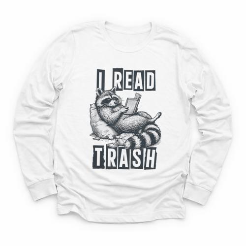 Racoon Reading Spicy Smutty Book Booktok I Read Trashy Books Youth Long Sleeve Tee - Bookorys