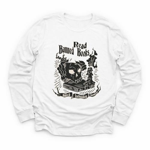 Read Banned Books Unlock Forbidden Knowledge Youth Long Sleeve Tee - Bookorys