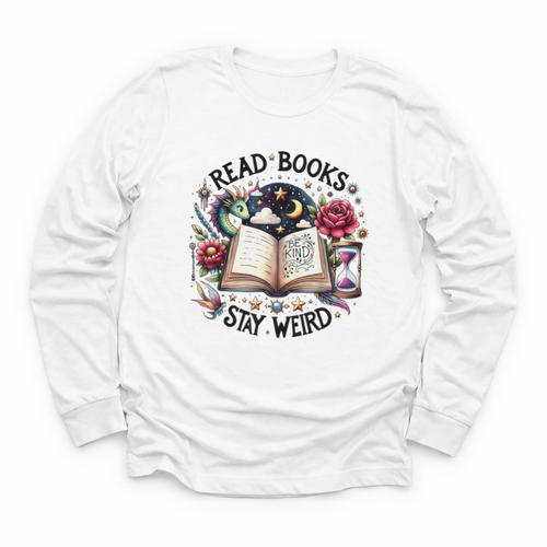 Read Books Be Kind Stay Weird Dragon Book Lover Youth Long Sleeve Tee - Bookorys DE