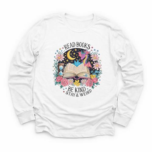Read Books Be Kind Stay Weird Dragon Youth Long Sleeve Tee - Bookorys