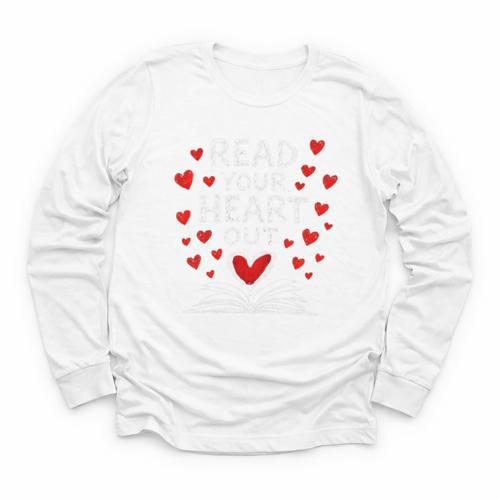 Read Your Heart Out Valentine Book Lover Reading Teacher Youth Long Sleeve Tee - Bookorys DE