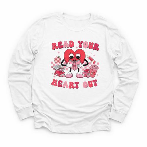 Read Your Heart Out Valentines Day Teachers Book Lovers Youth Long Sleeve Tee - Bookorys