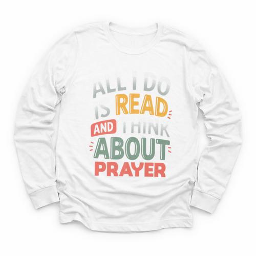 Read And Think About Prayer Faith & Book Lover Premium Youth Long Sleeve Tee - Bookorys DE