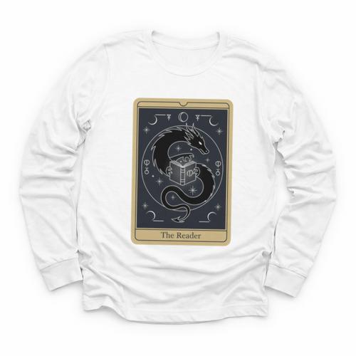 The Reader Tarot Card Mystic Dragon Book Magic Youth Long Sleeve Tee - Bookorys