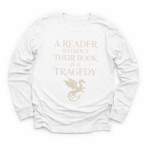 A Reader Without Their Book Is Tragedy Vintage Book Quote Youth Long Sleeve Tee - Bookorys