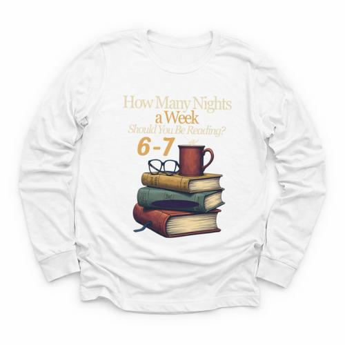 Reading 6 7 Nights Meme English Teacher Bookworm Books Youth Long Sleeve Tee - Bookorys DE