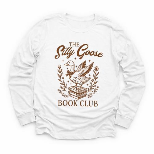 Reading Book Lover Bookish Librarian Silly Goose Book Club Youth Long Sleeve Tee - Bookorys CA