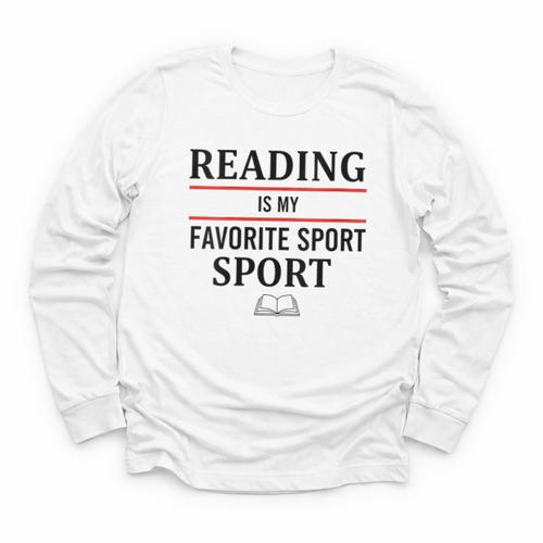Reading Is My Favorite Sport Book Lover Saying Quote Youth Long Sleeve Tee - Bookorys