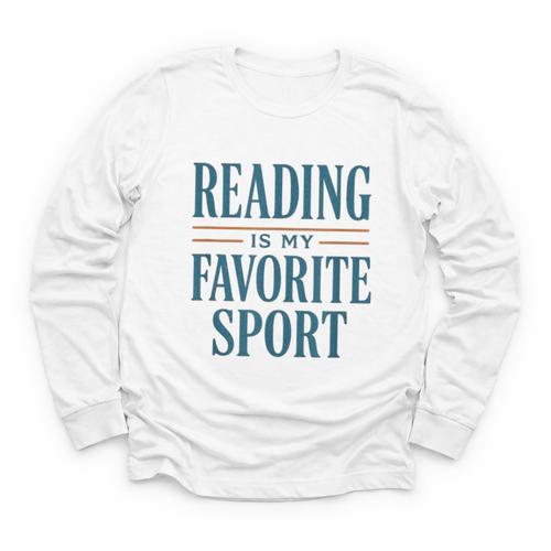 Reading Is My Favorite Sport Literary Book Lover Typography Youth Long Sleeve Tee - Bookorys UK