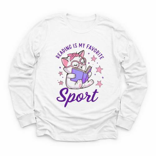 Reading Is My Favorite Sport Saying Quote Book Lovers Youth Long Sleeve Tee - Bookorys