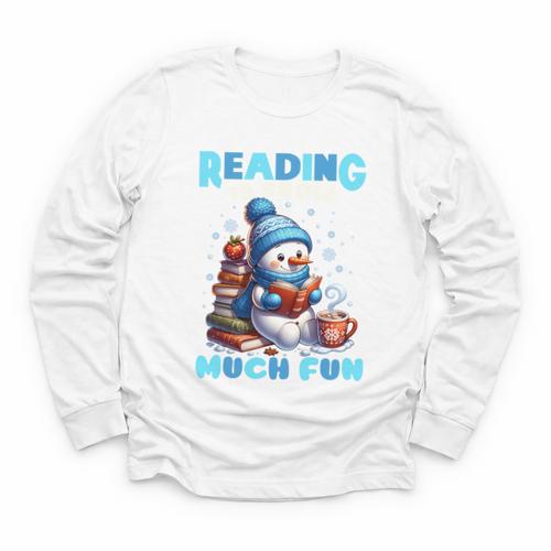Reading Is Snow Much Fun Christmas Xmas Book Reading Youth Long Sleeve Tee - Bookorys