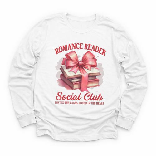 Romance Book Reading Bookish Romance Reader Social Club Youth Long Sleeve Tee - Bookorys CA