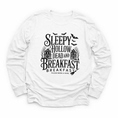 Sleepy Hollow Dead And Breakfast Please Book Ahead Youth Long Sleeve Tee - Bookorys CA