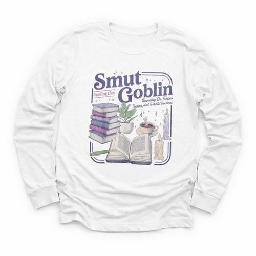 Smut Goblin Reading Club Book Lover Dark Academia Youth Long Sleeve Tee - Bookorys CA