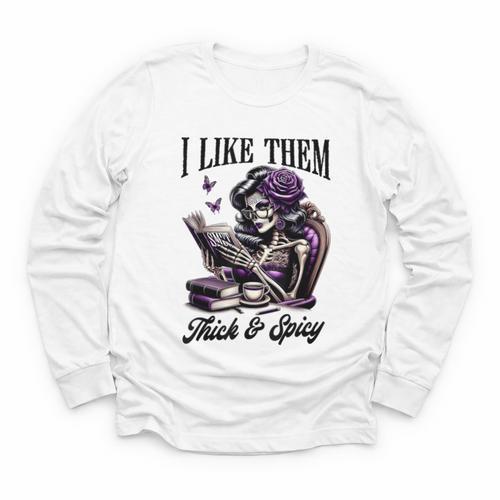Smut Reader Spicy Book Romance I Like Them Thick & Spicy Youth Long Sleeve Tee - Bookorys CA