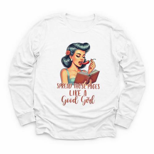 Smutty Spicy Book Reader Spread Those Pages Like A Good Girl Youth Long Sleeve Tee - Bookorys DE