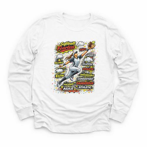 Softball Outfielder Best Traits Brave Retro Comic Book Art Premium Tri-Blend Youth Long Sleeve Tee - Bookorys AU