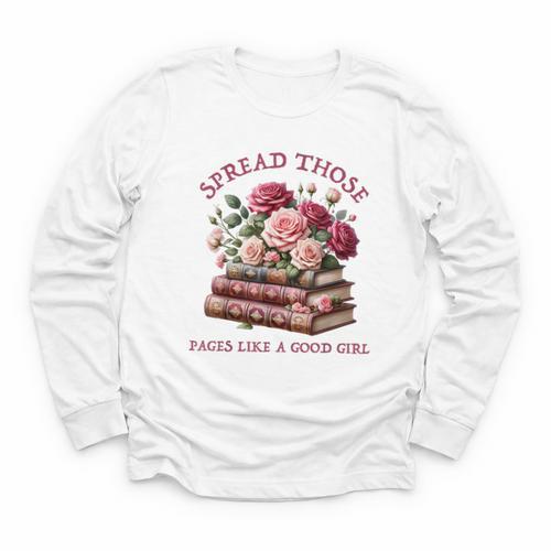 Spicy Books Spread Those Pages Like A Good Girl Dark Romance Youth Long Sleeve Tee - Bookorys