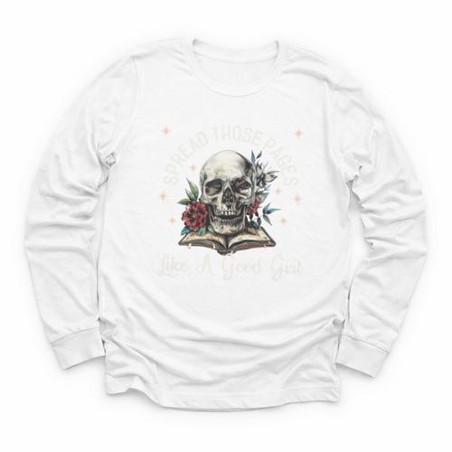 Spread Those Pages Like A Good Girl Dark Romance Smutt Books Youth Long Sleeve Tee - Bookorys DE