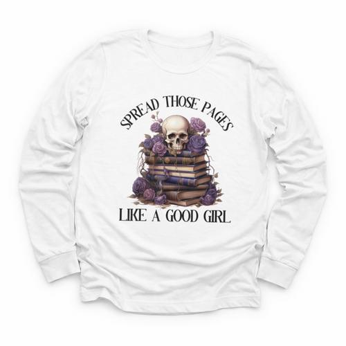 Spread Those Pages Like A Good Girl Dark Romance Spicy Books Youth Long Sleeve Tee - Bookorys DE