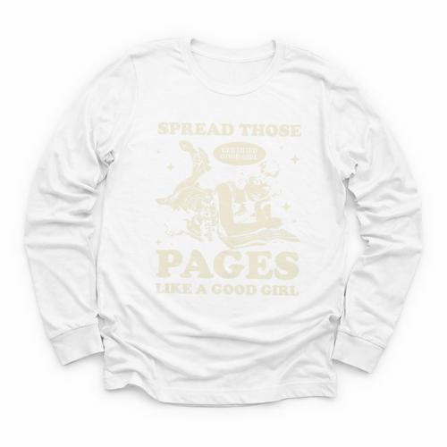 Spread Those Pages Like A Good Girl Shirt Smutty Spicy Book Premium Tri-Blend Youth Long Sleeve Tee - Bookorys