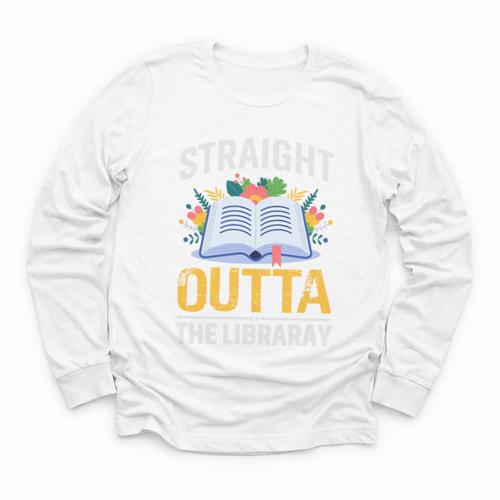 Straight Outta The Library Book Lover Men Women Premium Tri-Blend Youth Long Sleeve Tee - Bookorys AU