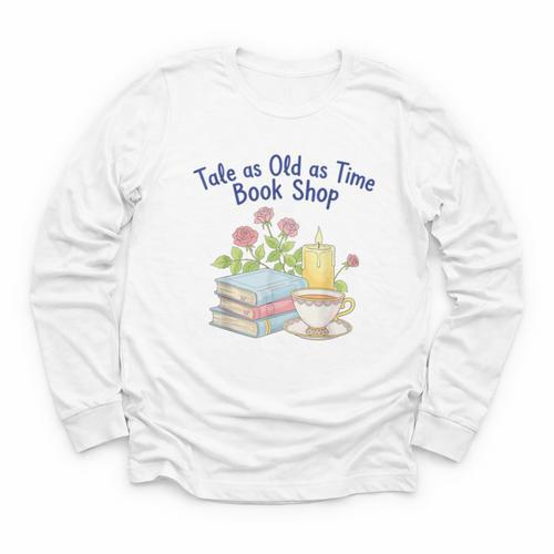 Tale As Old As Time Floral Bookshop Romantic Youth Long Sleeve Tee - Bookorys AU