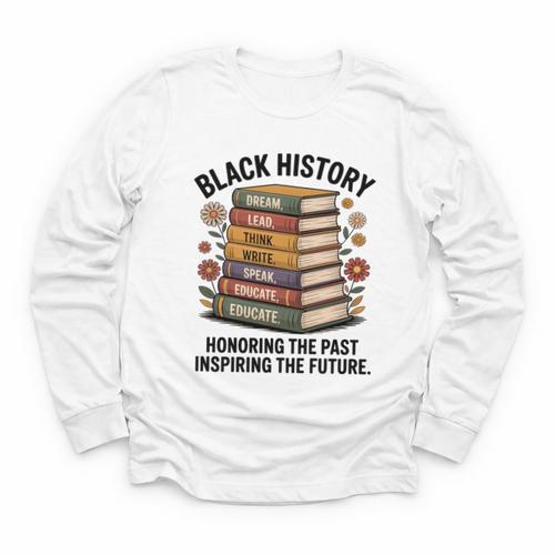 History Month Teacher Reading Book Lover Floral Stack Premium Tri-Blend Youth Long Sleeve Tee - Bookorys DE