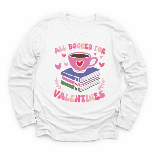 Valentines All Booked For Valentines Book Lovers Teacher Kid Premium Youth Long Sleeve Tee - Bookorys
