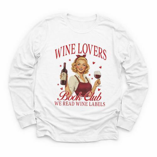 Valentine’s Day Wine Lovers Book Club We Read Wine Labels Youth Long Sleeve Tee - Bookorys CA