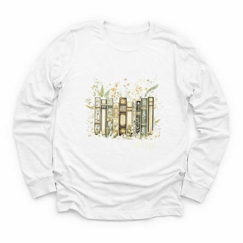 Vintage Floral Bookshelf I Have No Shelf Control Book Lovers Youth Long Sleeve Tee - Bookorys