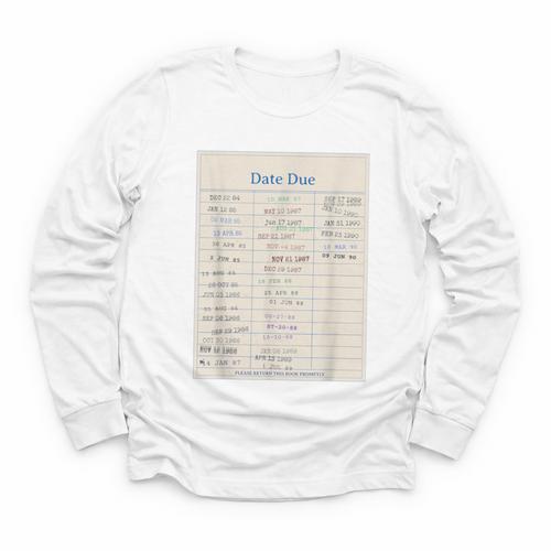 Vintage Library Due Date Card For Book Lovers Librarians Youth Long Sleeve Tee - Bookorys CA