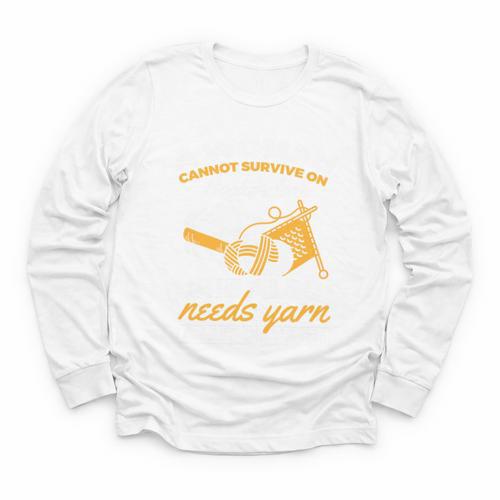 Woman Survives On Books Yarn Knitting Crochet Premium Tri-Blend Youth Long Sleeve Tee - Bookorys