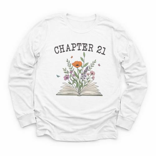 Women's Chapter 21 Book Lovers & Readers 21st Birthday Wildflowers Youth Long Sleeve Tee - Bookorys