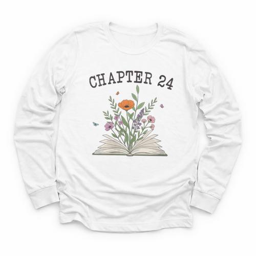 Women's Chapter 24 Book Lovers & Readers 24th Birthday Wildflowers Youth Long Sleeve Tee - Bookorys