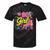 80's Girl Roller Skates Skating Eighties 1980s Nostalgia Tie-Dye T-Shirts Black Tie-Dye